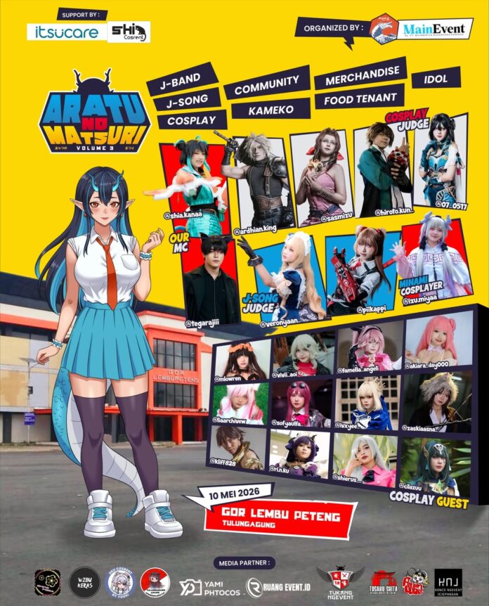 TEASER POSTER@aratunomatsuri x @mainevent.tulungagung Aratu no Matsuri Vol.3📆 Minggu, 10 Mei 20